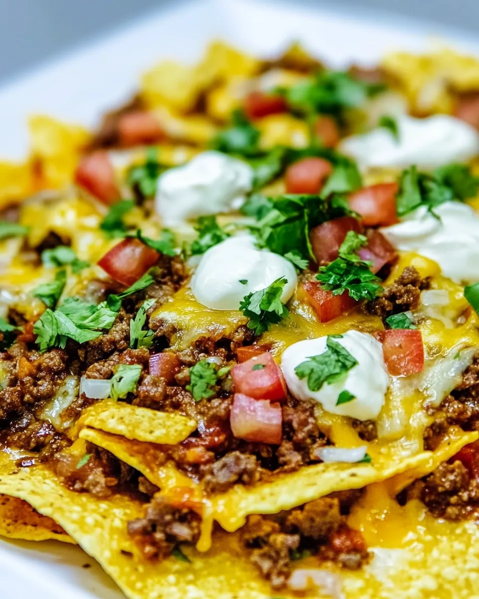 Quick Instant Pot Cheesy Beef Nachos food shot