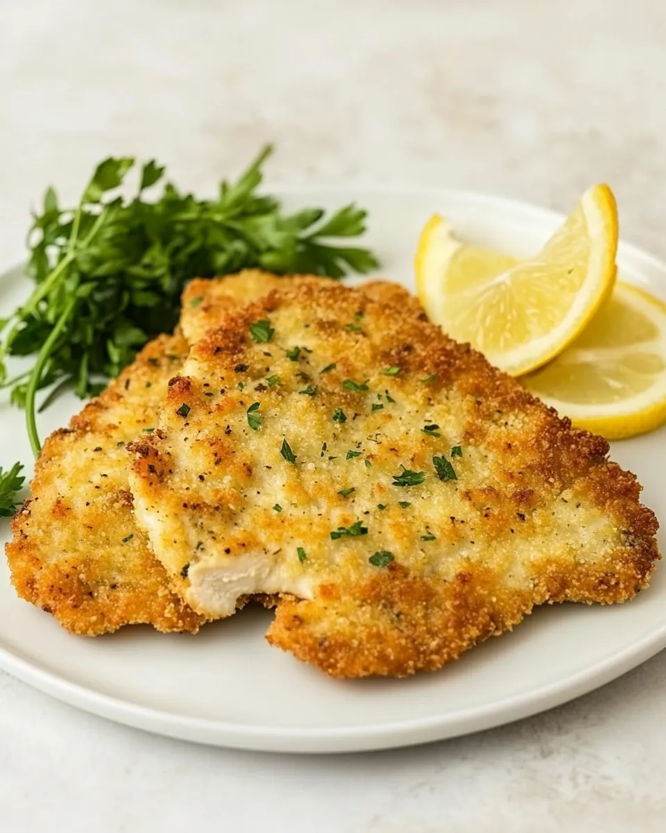 Classic Italian Chicken Cutlets - Cotoletta di Pollo food shot
