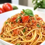Homemade Italian Style Ground Turkey Spaghetti photo