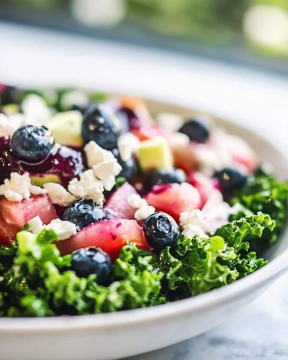 Fresh Kale Salad with Blueberry Vinaigrette image
