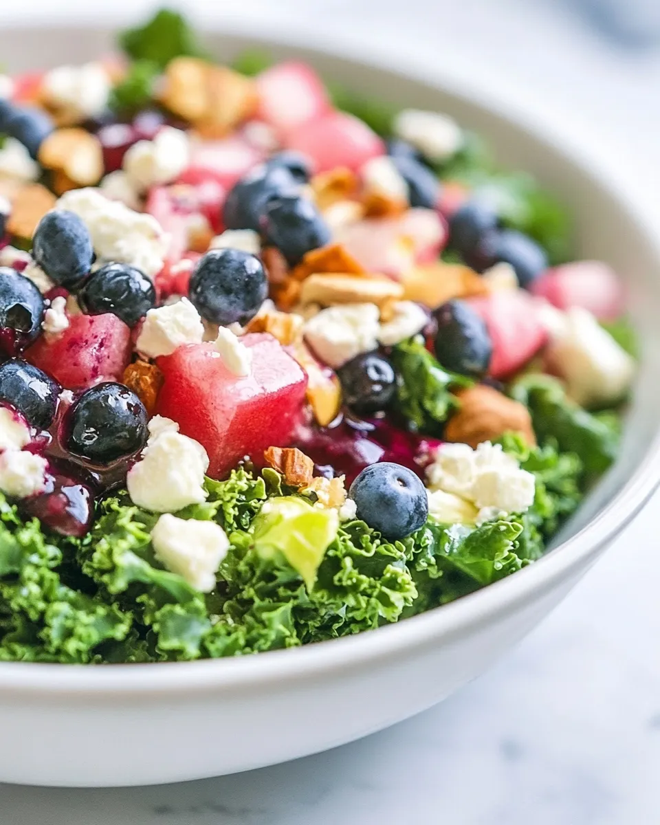 Healthy Kale Salad with Blueberry Vinaigrette recipe photo