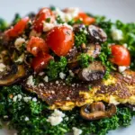 Homemade Kale Salad with Mushroom Omelet photo