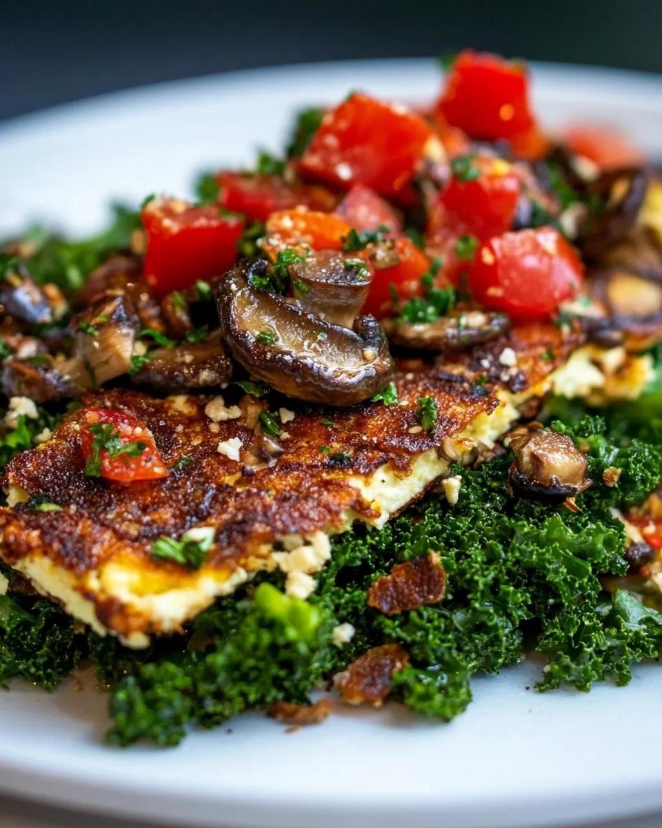 Classic Kale Salad with Mushroom Omelet image