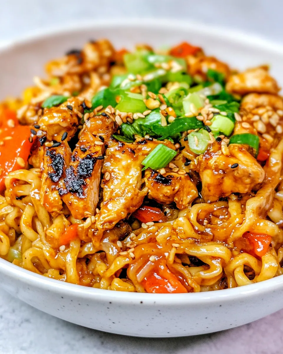 Delicious Kung Pao Chicken Noodles shot