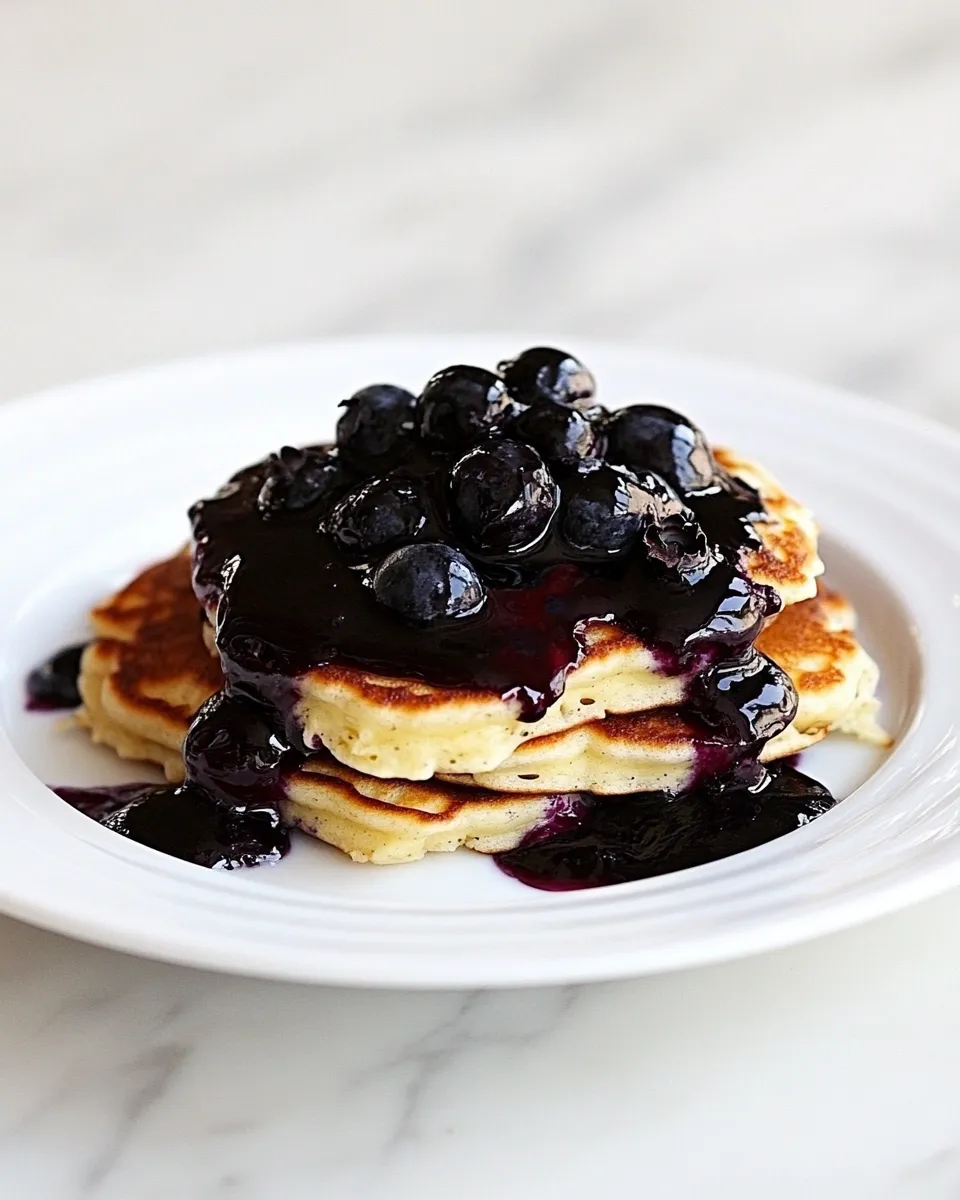 Delicious Lemon Ricotta Pancakes with Blueberry Sauce image
