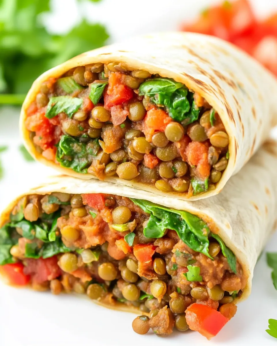 Delicious Lentil Spinach Burritos (Easy, Vegan!) dish photo