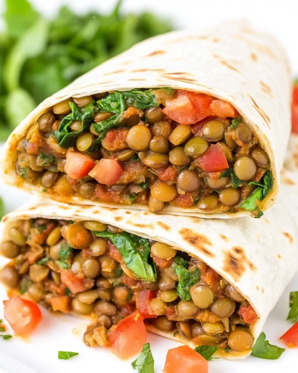 Quick Lentil Spinach Burritos (Easy, Vegan!) food shot