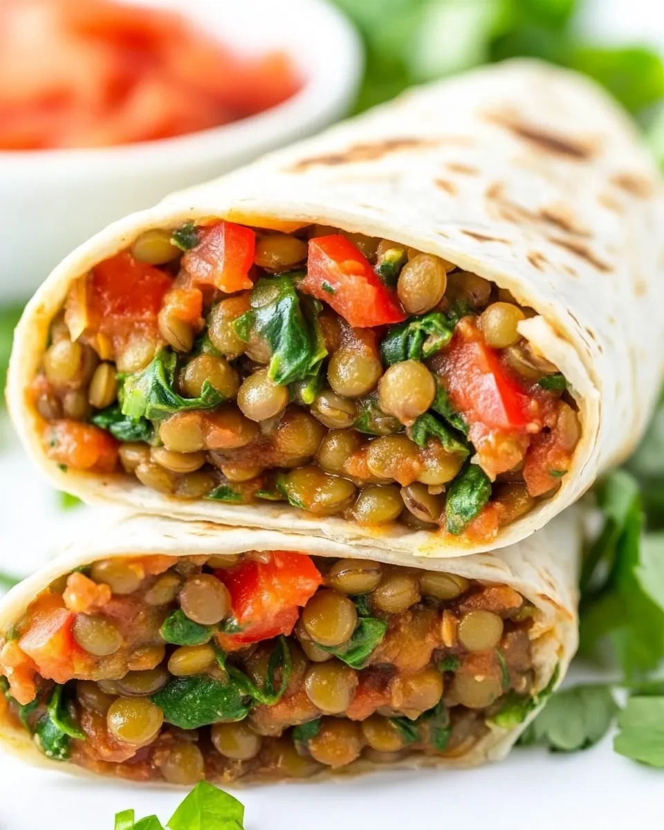 Healthy Lentil Spinach Burritos (Easy, Vegan!) image