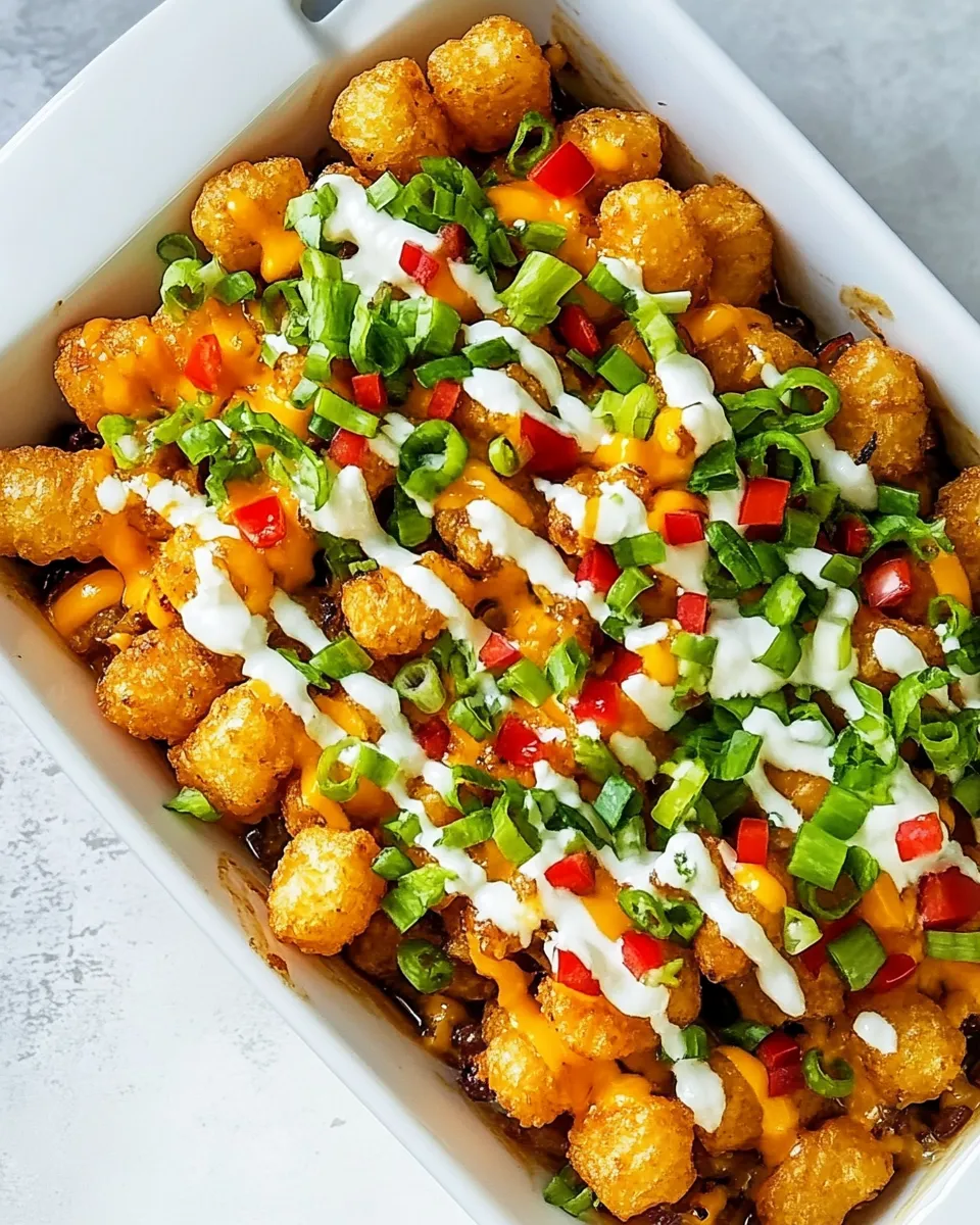 Tasty Loaded Tater Tots (Totchos) food shot