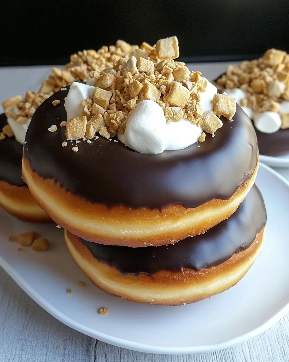 Classic Marshmallow Cream Filled Smores Doughnuts image