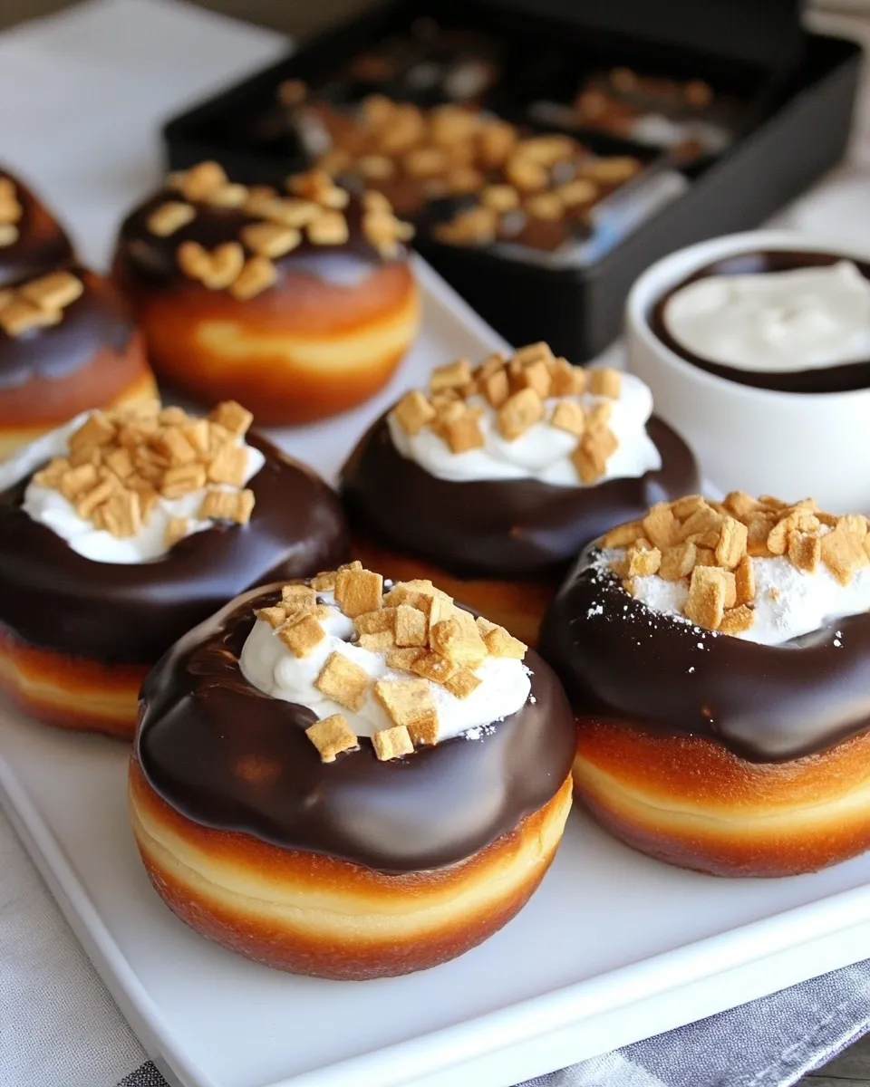 Easy Marshmallow Cream Filled Smores Doughnuts recipe photo