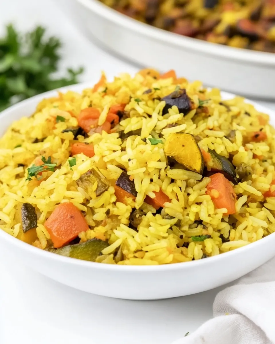 Savory Middle Eastern Roasted Vegetable Rice dish photo