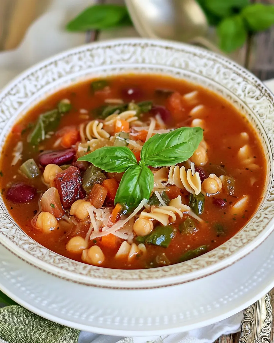 Easy Minestrone Soup with Chickpea Pasta recipe photo