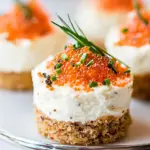 Homemade Mini Savory Cheesecake with Caviar and Chives recipe photo