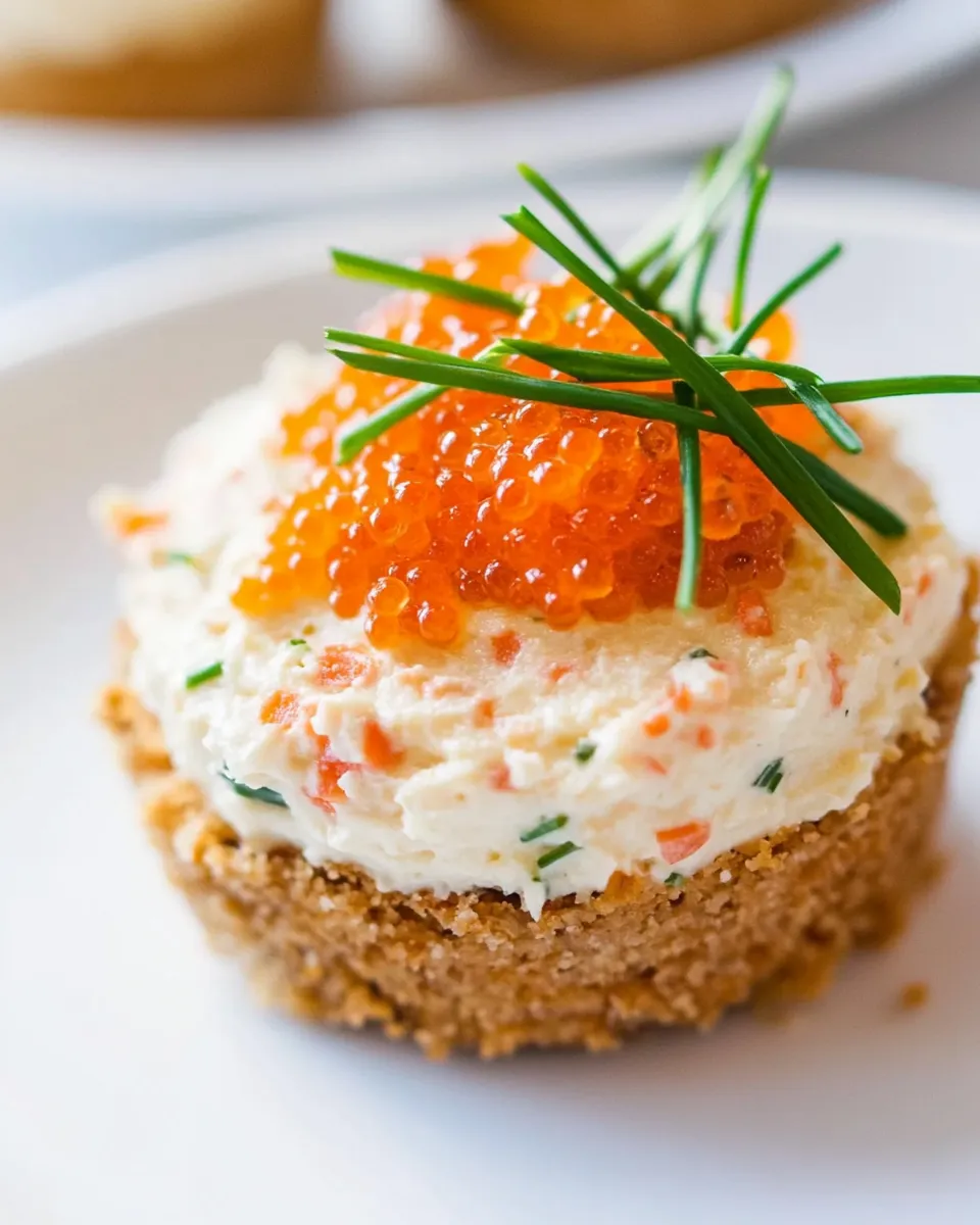 Delicious Mini Savory Cheesecake with Caviar and Chives dish photo