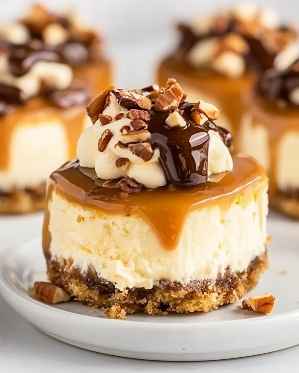 Delicious Mini Turtle Cheesecakes shot