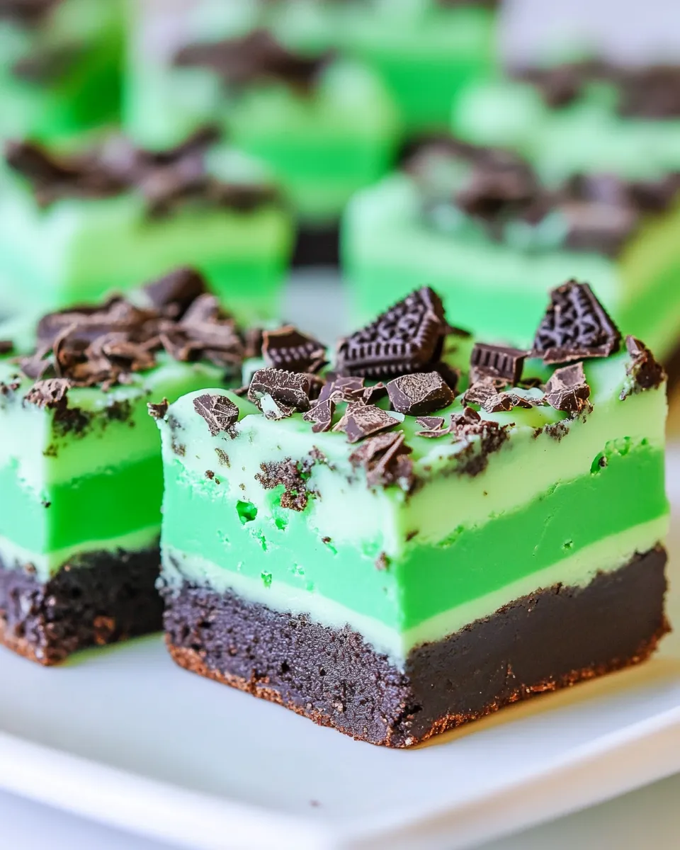 Delicious Mint and Chocolate Fudge Oreo Bars shot