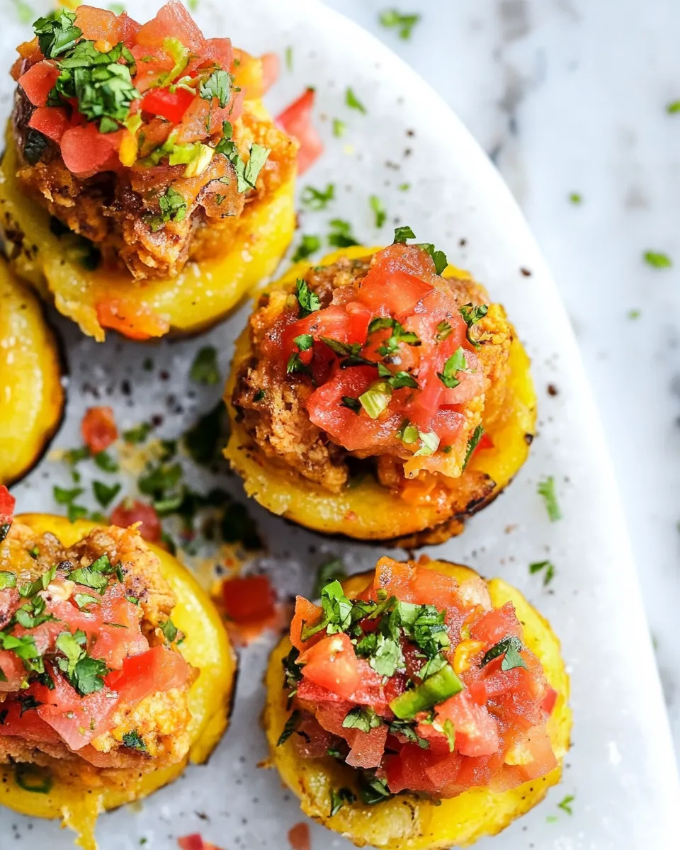 Delicious Mofonguitos Maduros (Ripe Plantain Cups w. Spicy Chicken) image
