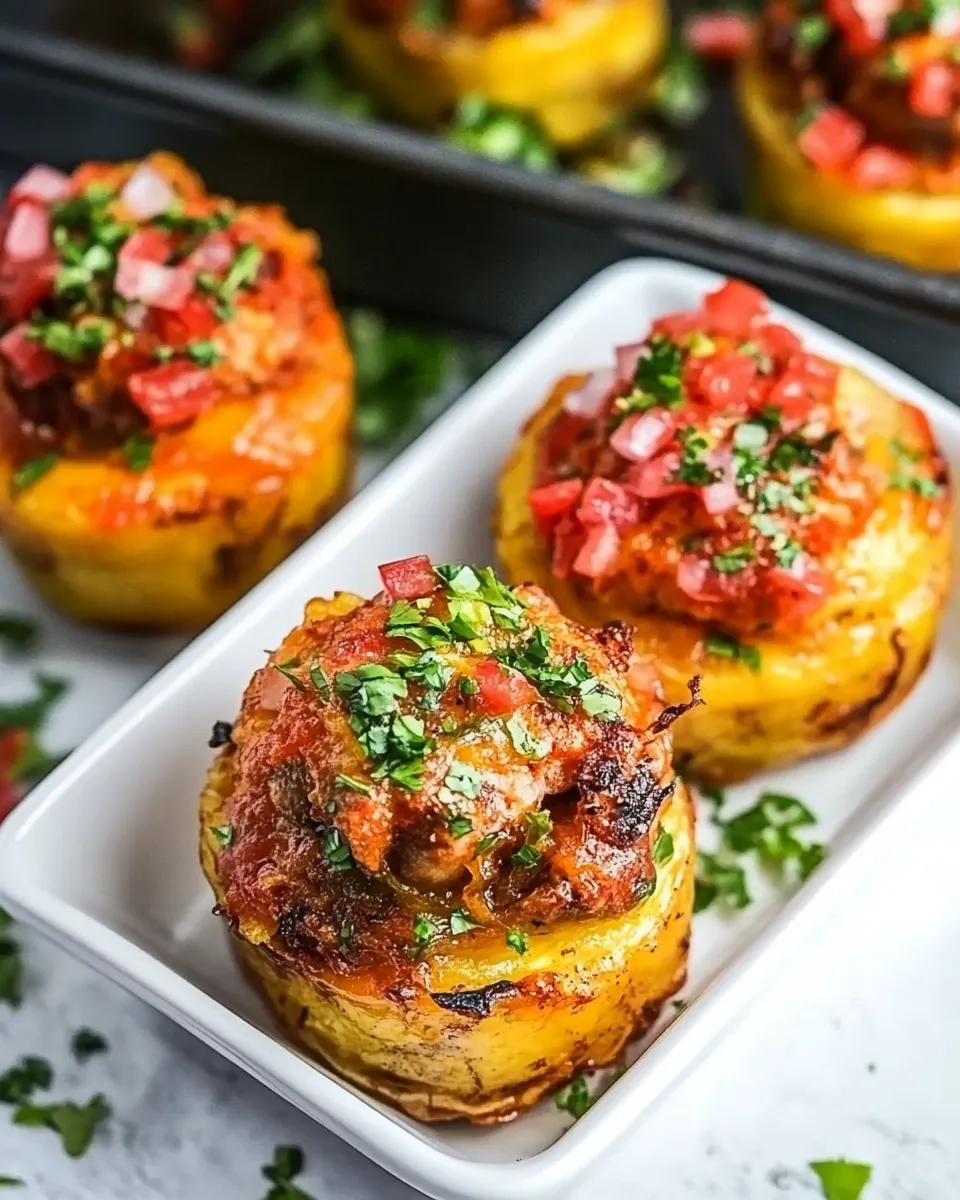 Easy Mofonguitos Maduros (Ripe Plantain Cups w. Spicy Chicken) recipe photo