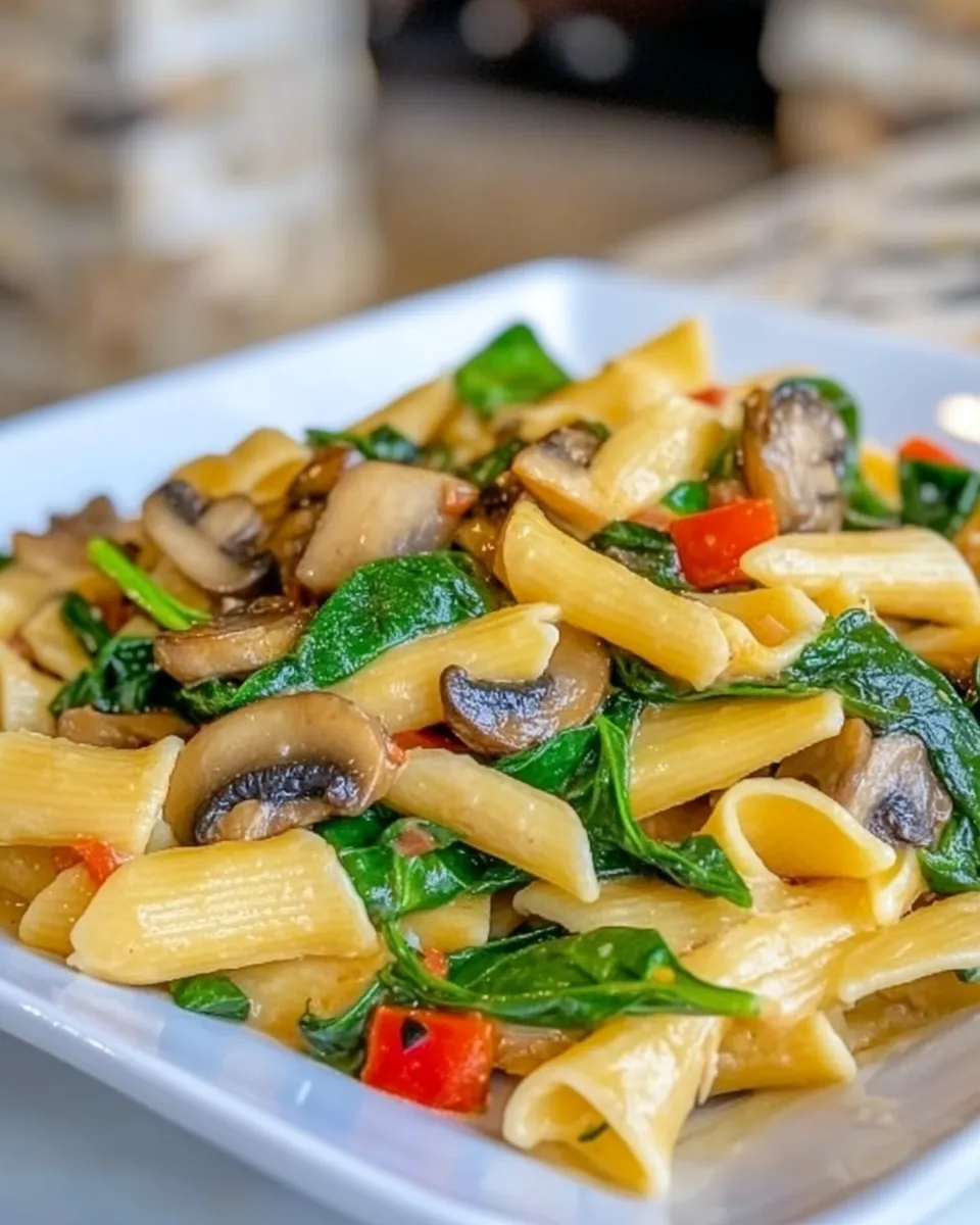 Classic Mushroom Spinach Pasta image