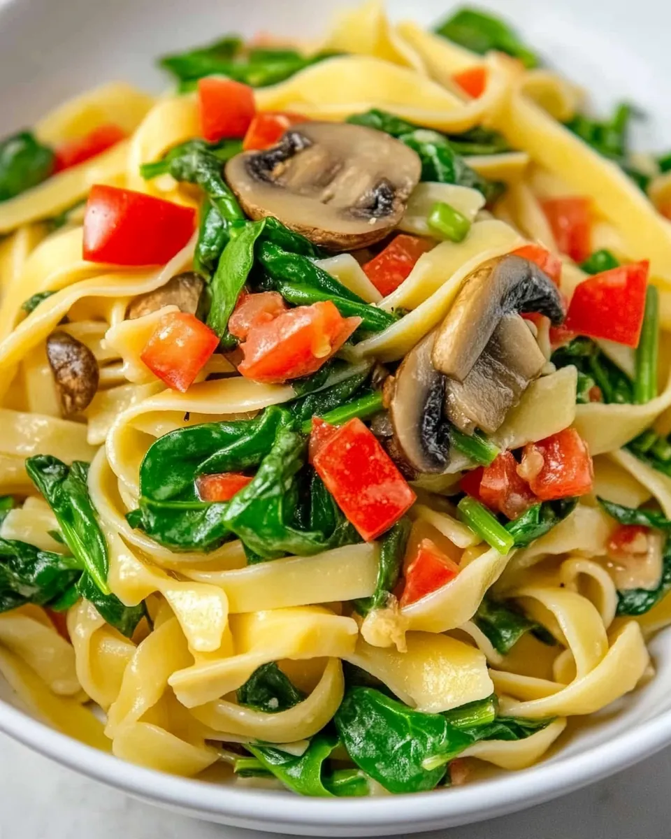 Delicious Mushroom Spinach Pasta shot