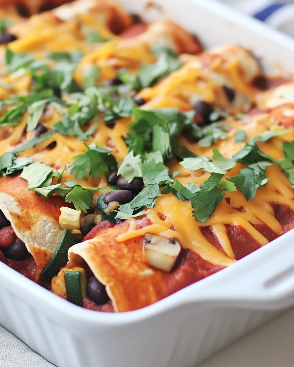 Delicious Mushroom, Zucchini, and Black Bean Vegetarian Enchiladas image