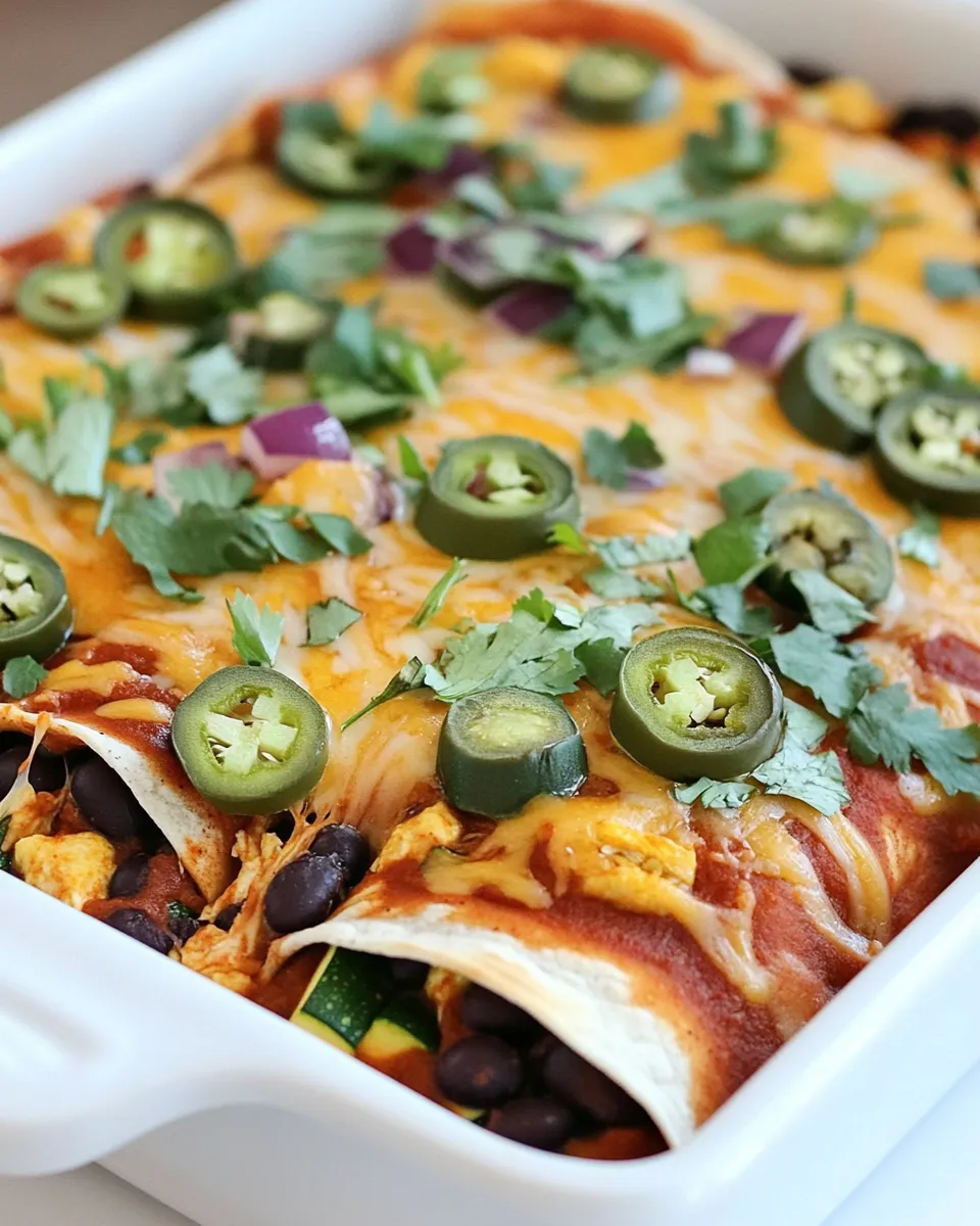 Healthy Mushroom, Zucchini, and Black Bean Vegetarian Enchiladas shot