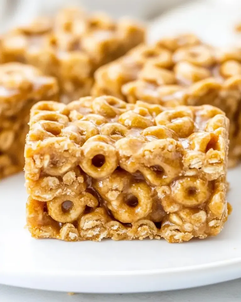 Easy No Bake Peanut Butter Cheerio Bars recipe photo