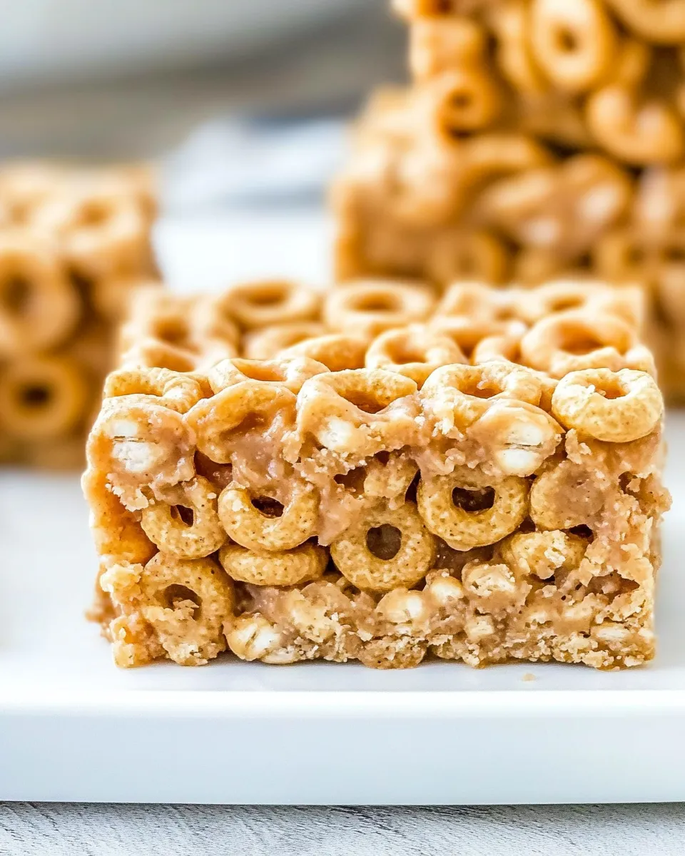 Quick No Bake Peanut Butter Cheerio Bars plate image