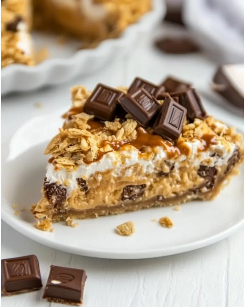 Delicious No Bake Snickers Pie image