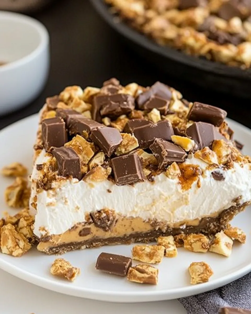 Quick No Bake Snickers Pie shot