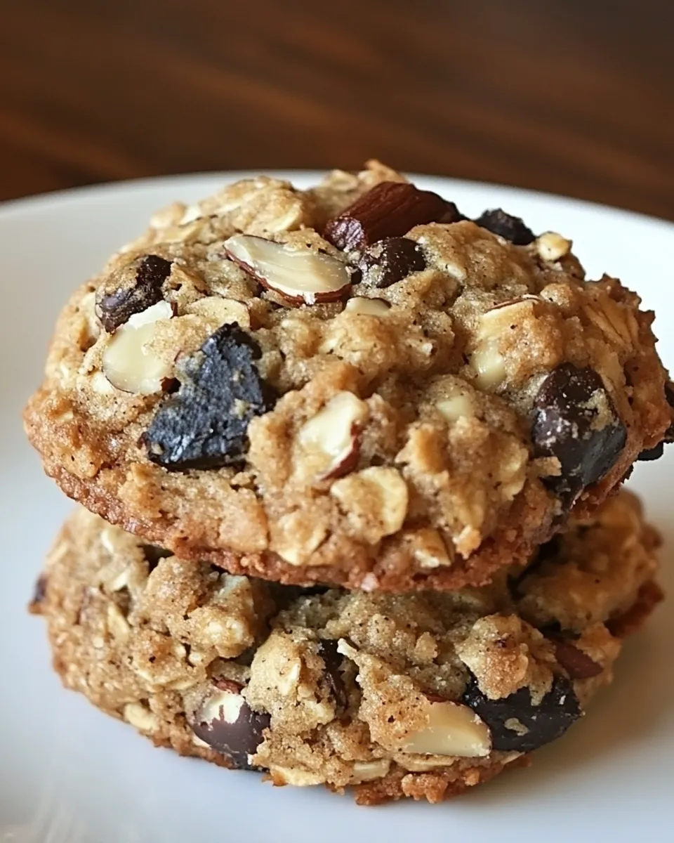 Easy Oatmeal Cookies with Cinnamon Roasted Almonds, Cocoa Nibs, and Dark Chocolate recipe photo