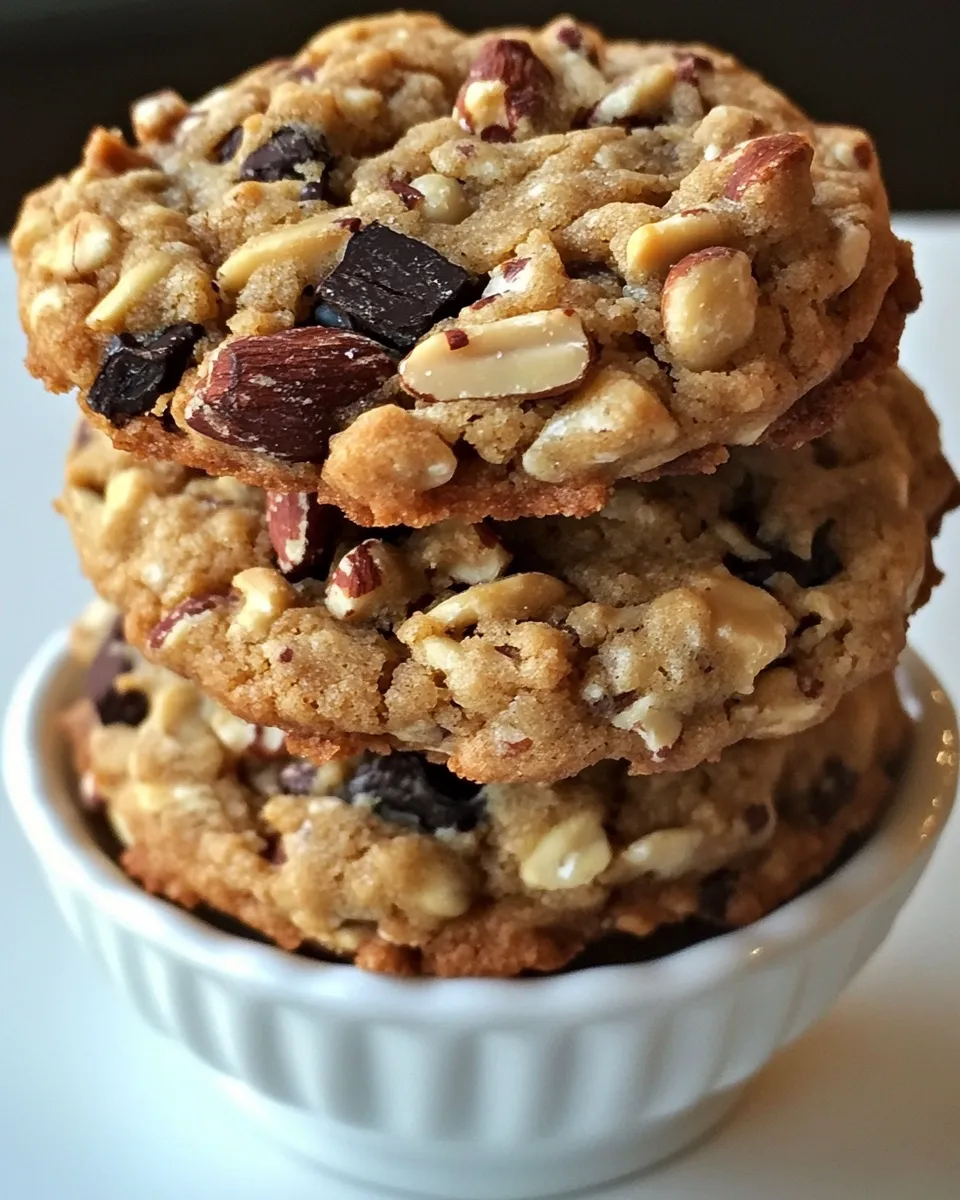 Healthy Oatmeal Cookies with Cinnamon Roasted Almonds, Cocoa Nibs, and Dark Chocolate shot