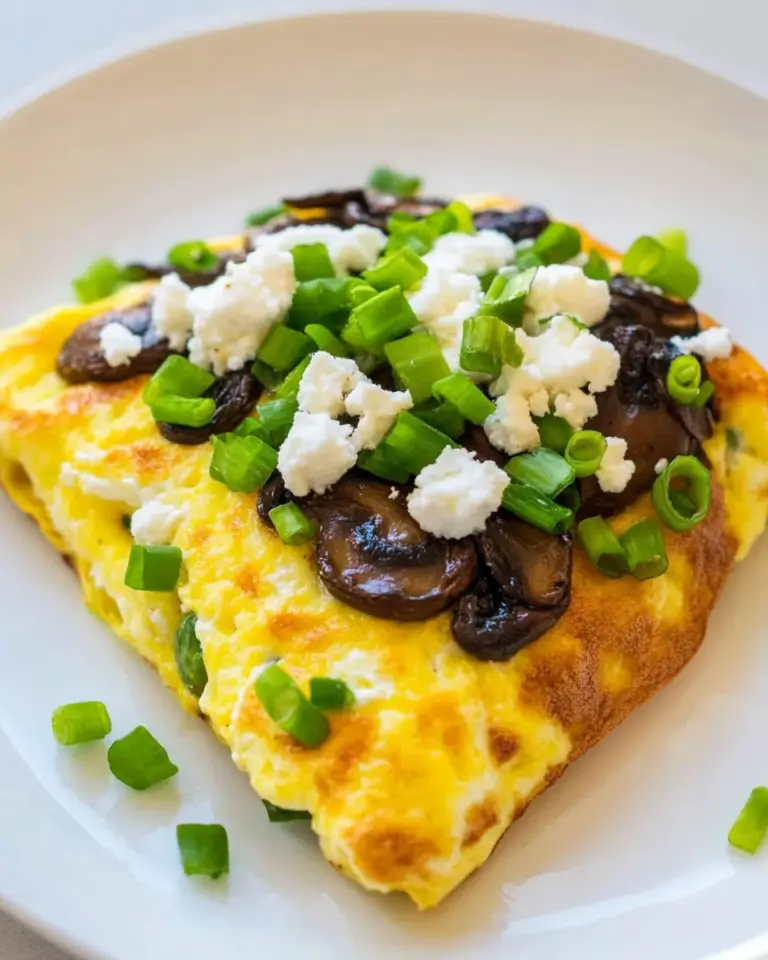 Homemade Omelet with Mushrooms and Goat Cheese photo