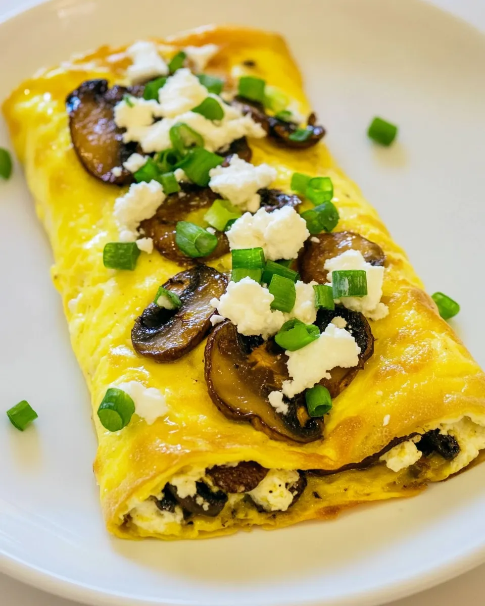 Delicious Omelet with Mushrooms and Goat Cheese image