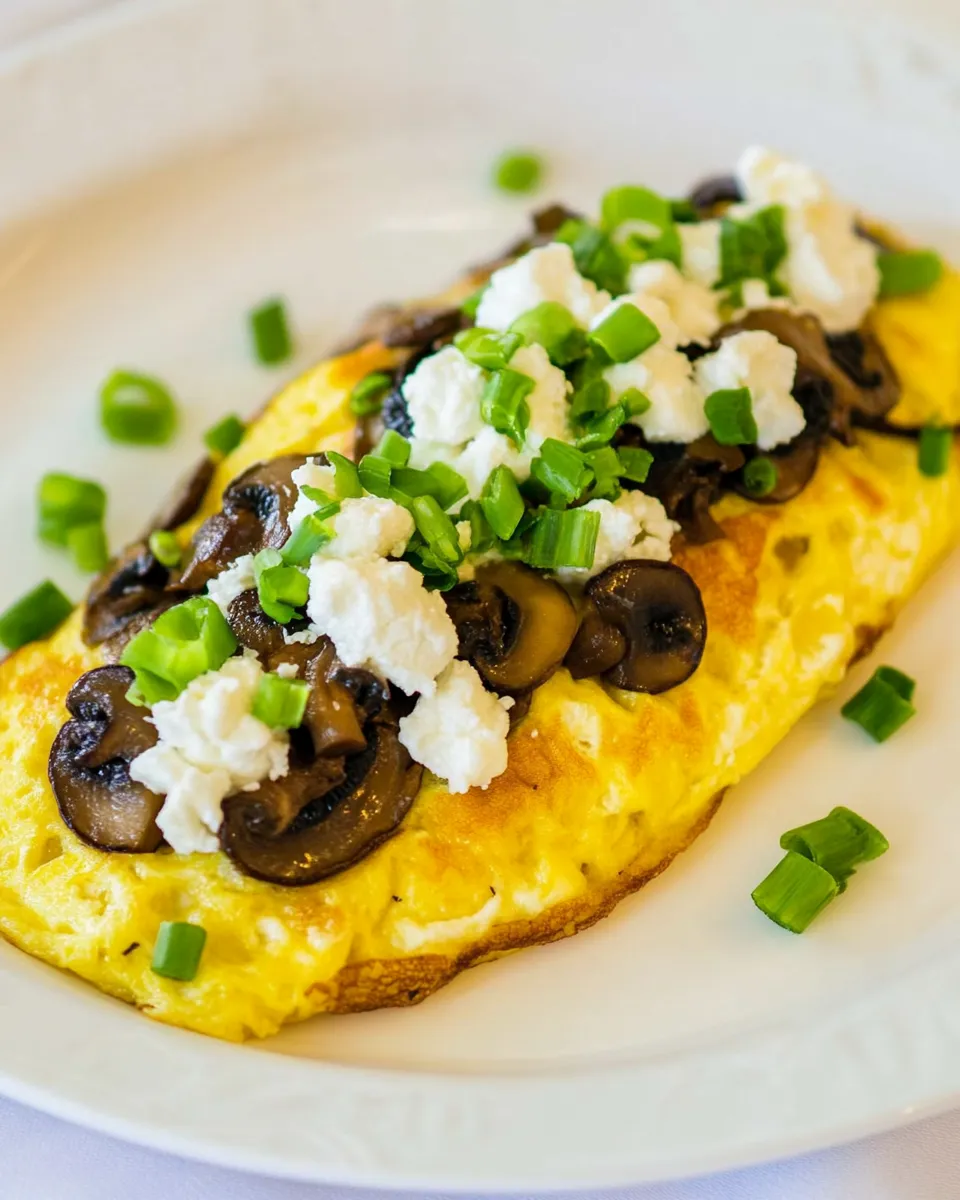 Savory Omelet with Mushrooms and Goat Cheese shot