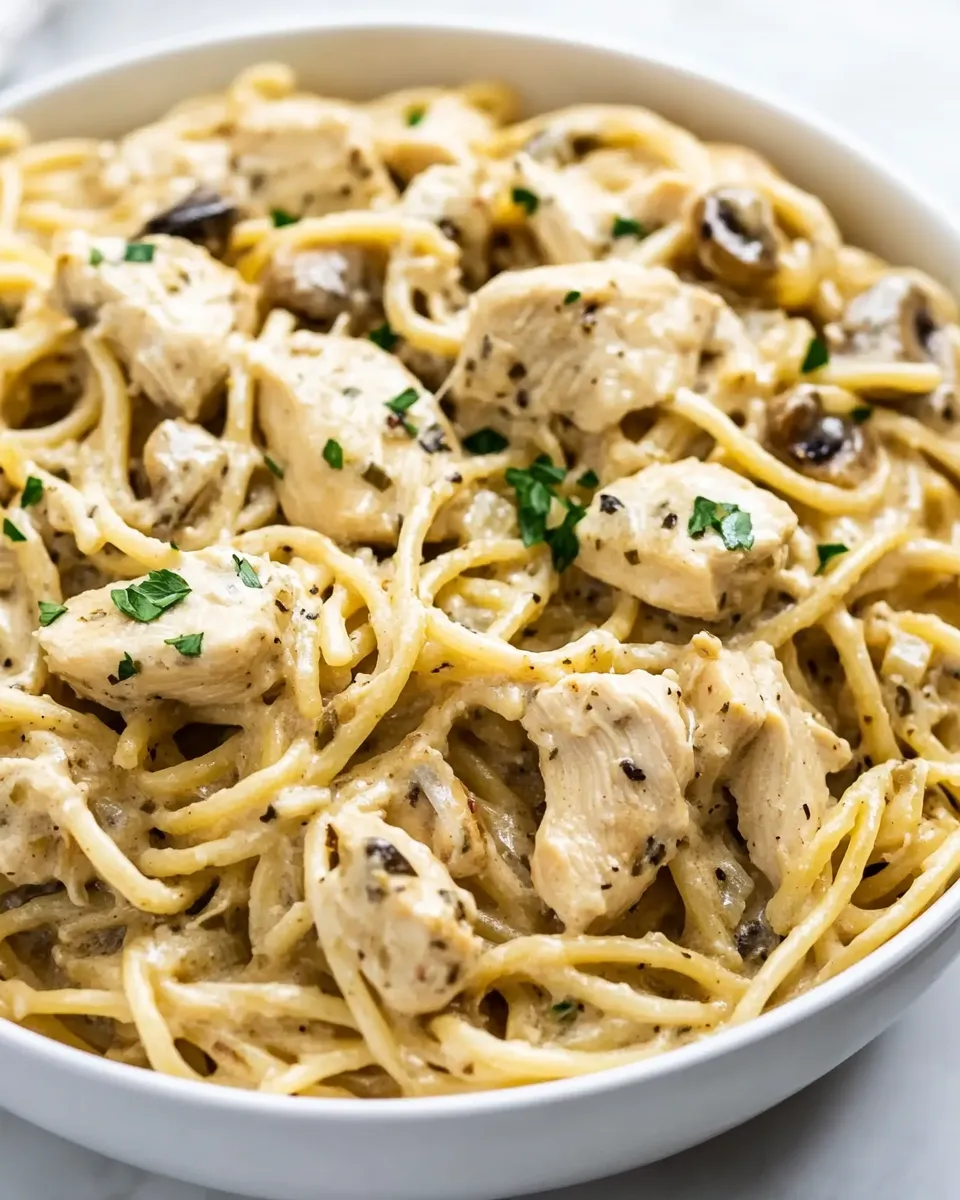 Quick One Pot Chicken Tetrazzini shot