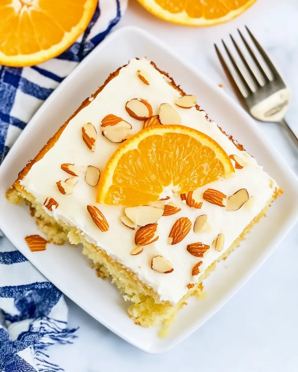 Homemade Orange Almond Sheet Cake photo