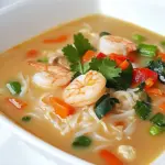 Homemade Pad Thai Soup with Shrimp and Vegetables photo
