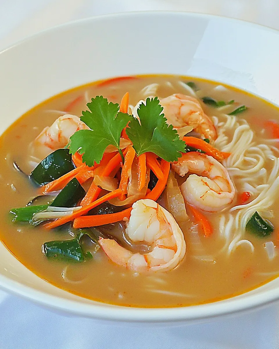 Classic Pad Thai Soup with Shrimp and Vegetables image