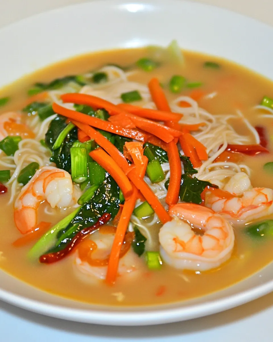 Easy Pad Thai Soup with Shrimp and Vegetables recipe photo