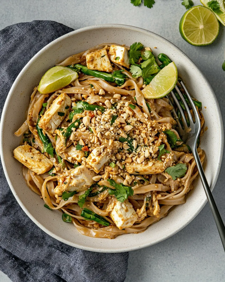 Delicious Pad Thai With Chicken & Tofu shot