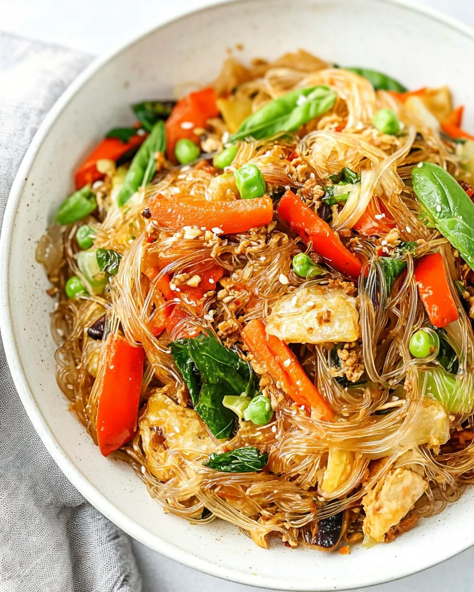 Healthy Pad Woon Sen (Thai Glass Noodle Stir Fry) shot
