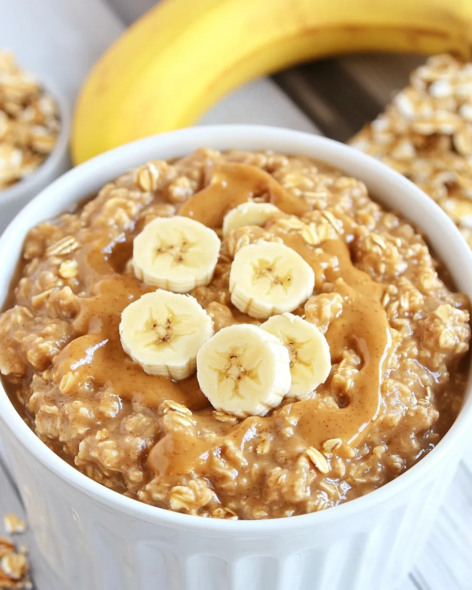 Easy Peanut Butter Banana Crockpot Oatmeal recipe photo