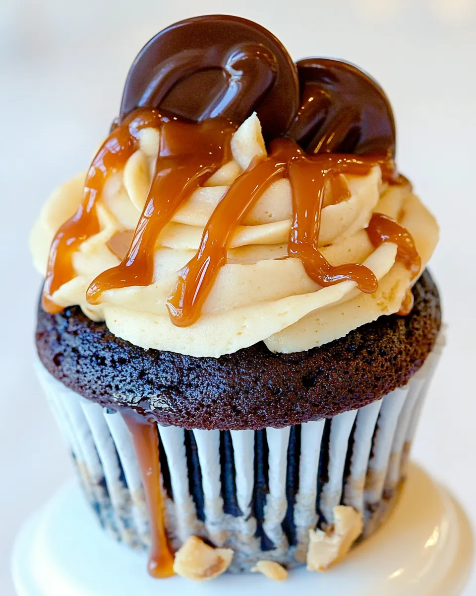 Easy Peanut Butter Caramel Chocolate Cupcakes recipe photo