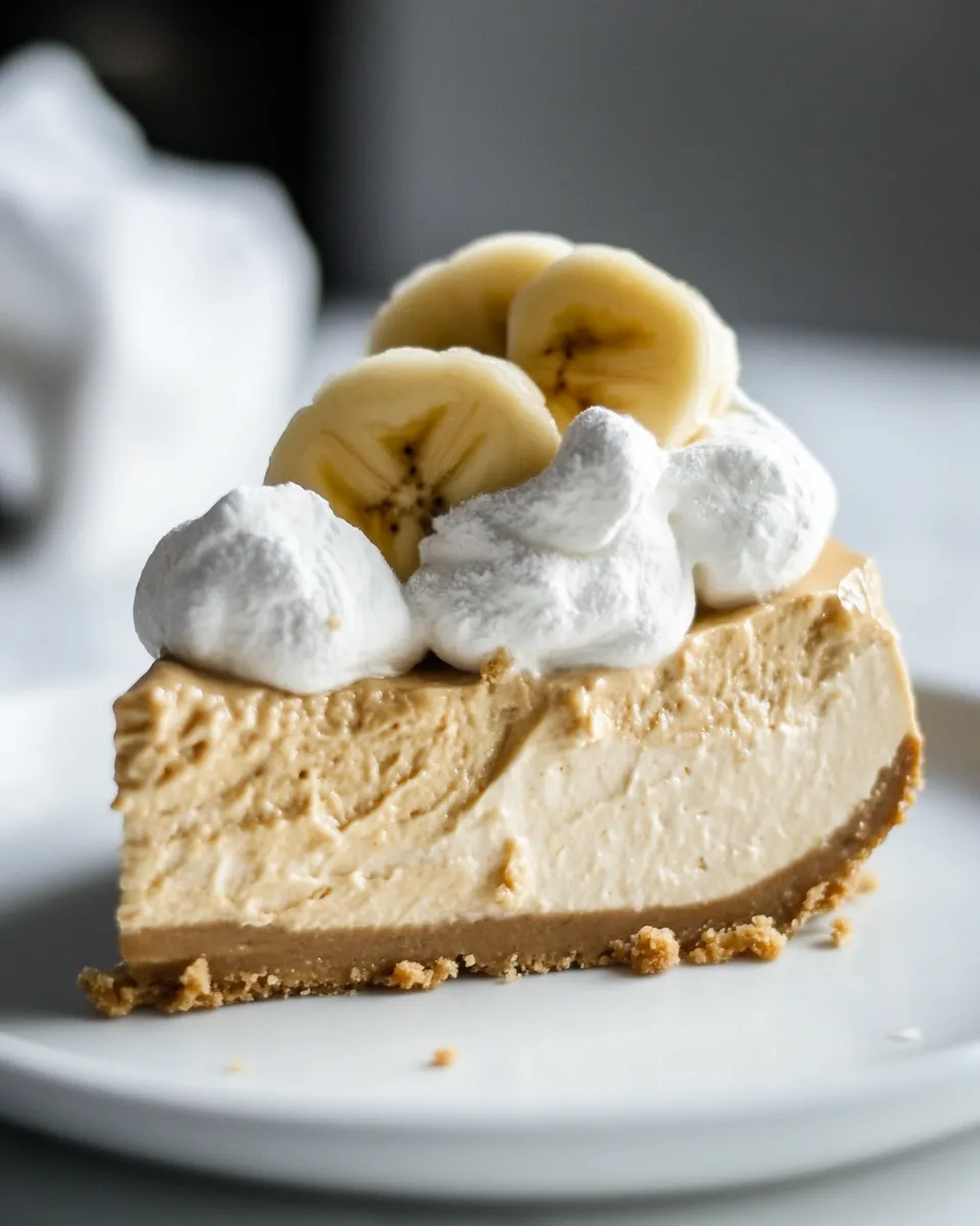 Easy Peanut Butter Cheesecake with Whipped Marshmallow and Bananas. recipe photo