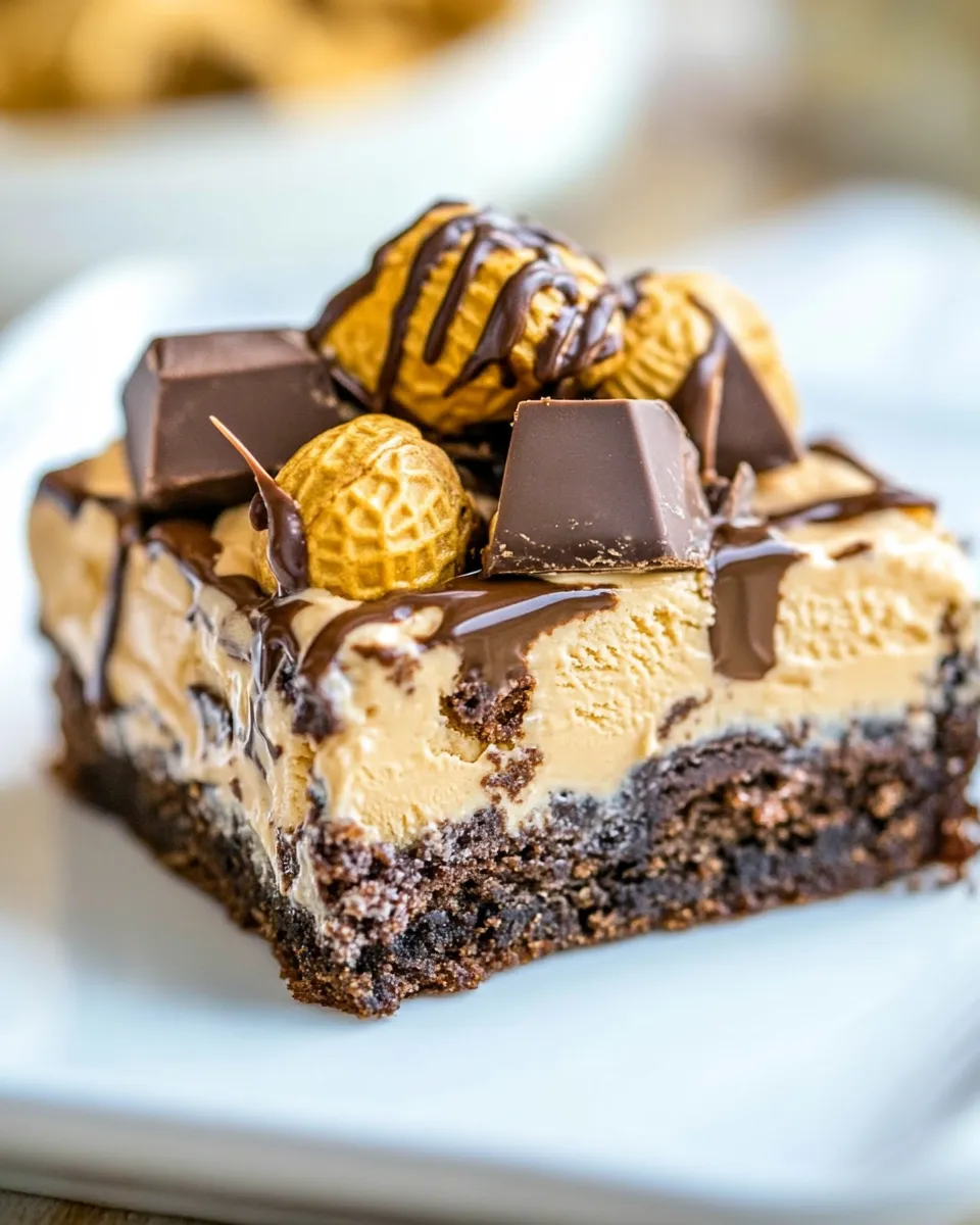 Homemade Peanut Butter Ice Cream Brownies photo