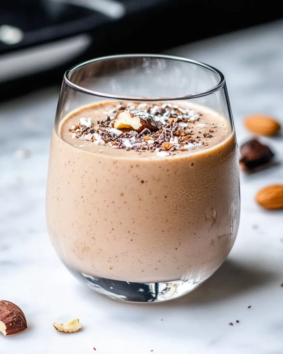 Delicious Peanut Butter Low-Carb Keto Smoothie With Almond Milk image