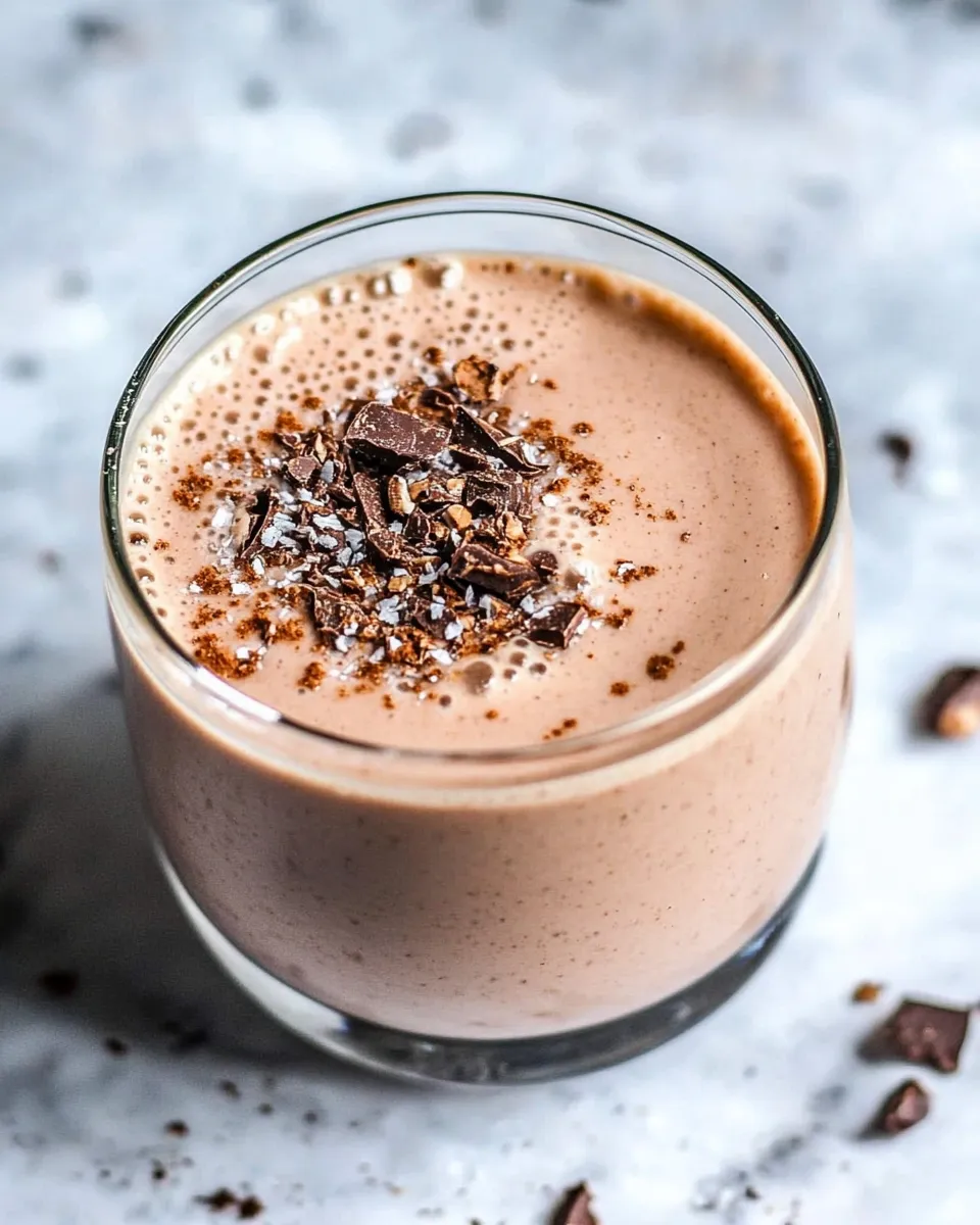 Classic Peanut Butter Low-Carb Keto Smoothie With Almond Milk shot