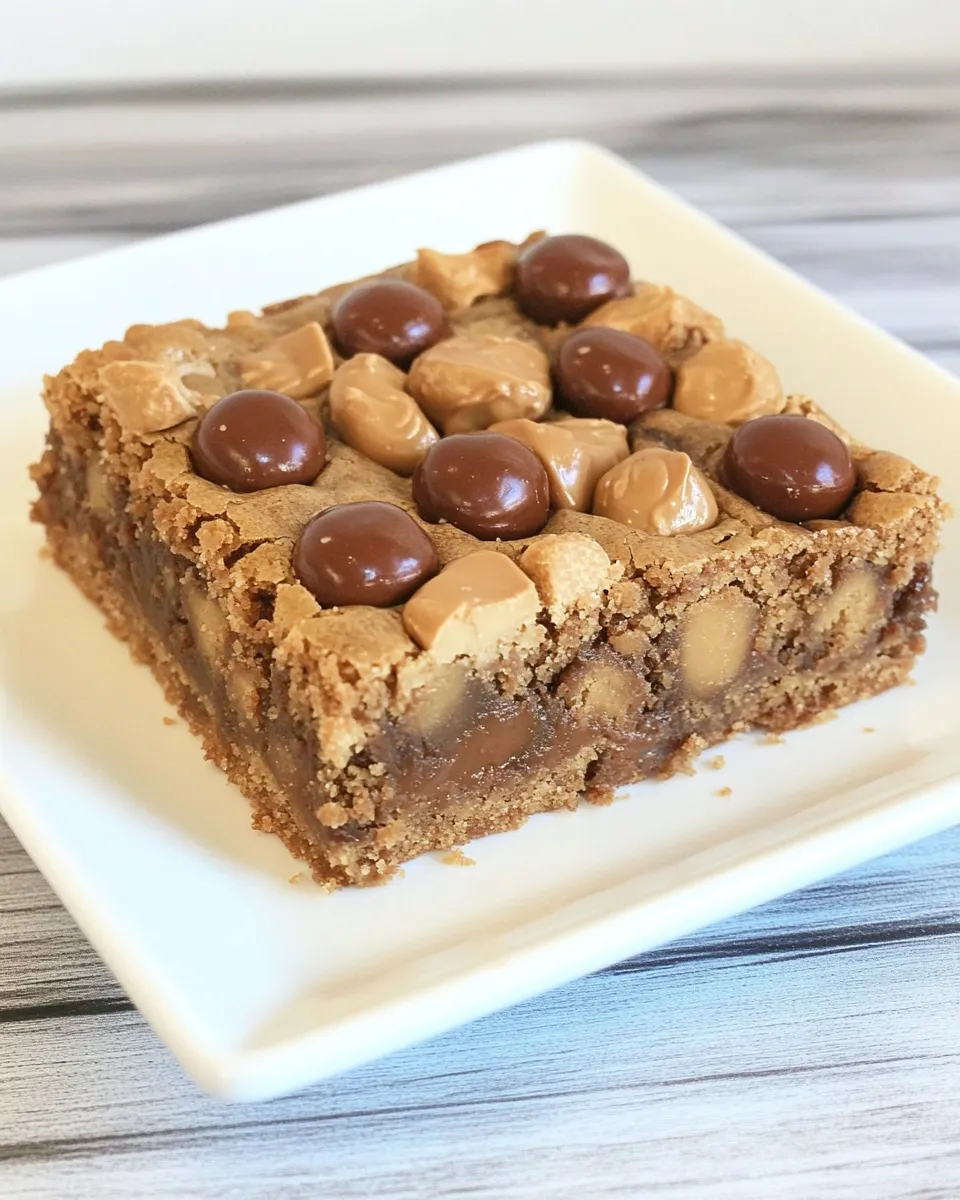 Delicious Peanut Butter Rolo Blondies shot